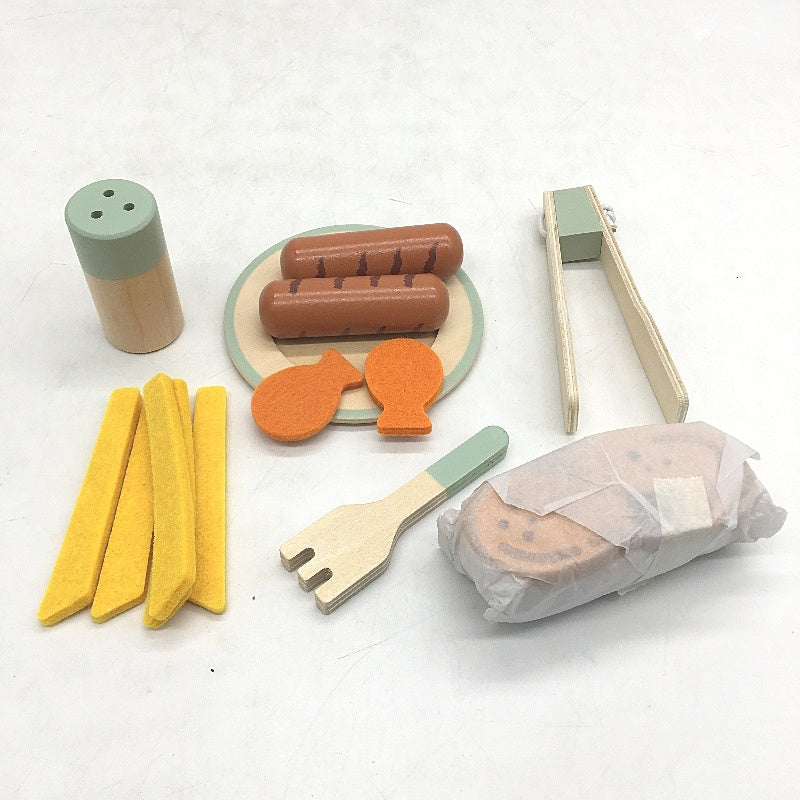 Little Town Wooden Air Fryer Toy 22PCS Playset Kitchen Pretend Play Age 3Y+ NEW