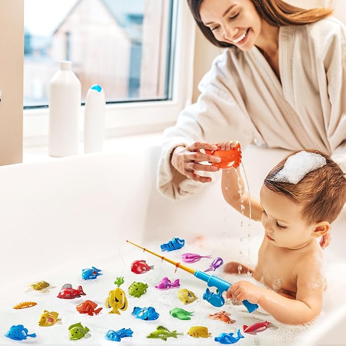 Magnetic Fishing Game With Inflatable Pond Kids Summer Water Toy Age 3+ NEW