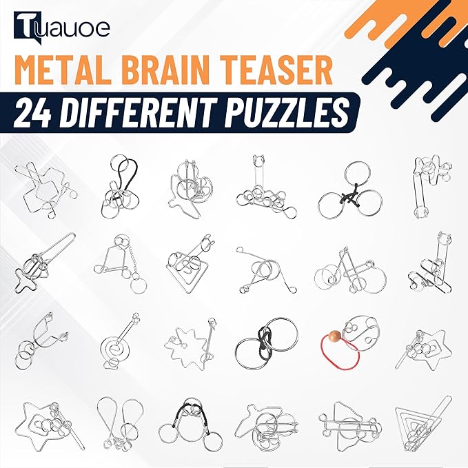 Metal Wire Puzzles Brain Teaser 24 Pack IQ Challenge Interlocking Toy Set NEW