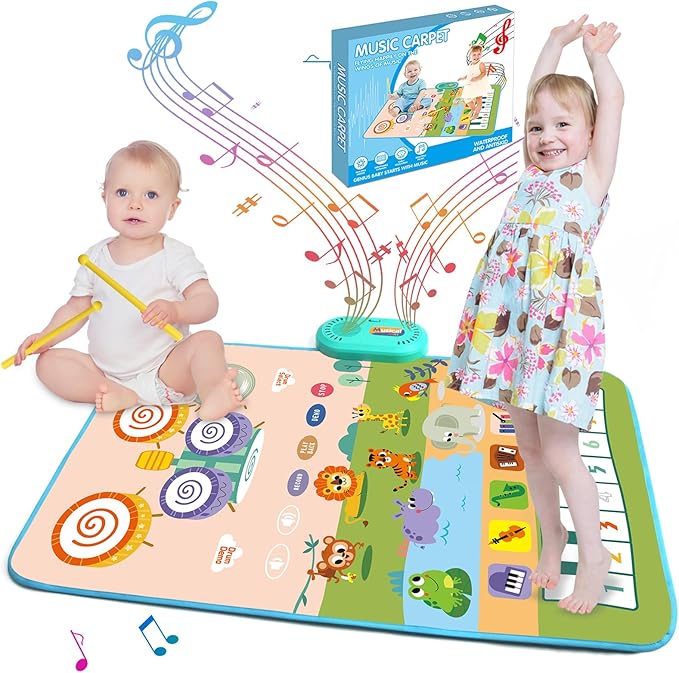 Kids Musical Toy 3 In 1 Piano Animal Sounds Drum Mat Sensory Learning Age 3+ NEW