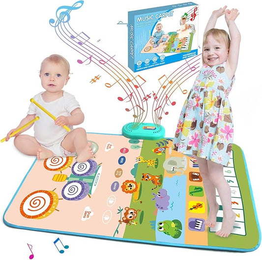 Kids Musical Toy 3 In 1 Piano Animal Sounds Drum Mat Sensory Learning Age 3+ NEW