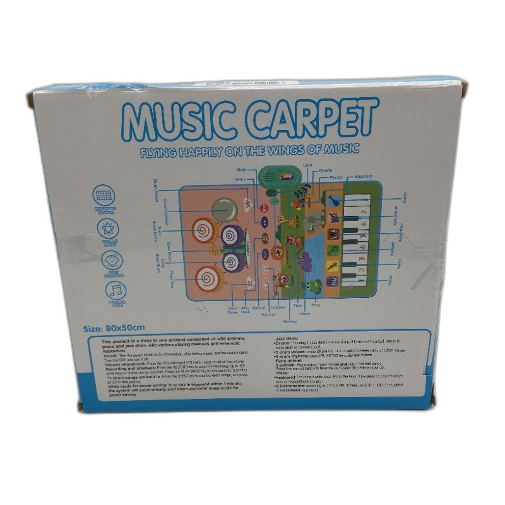 Kids Musical Toy 3 In 1 Piano Animal Sounds Drum Mat Sensory Learning Age 3+ NEW