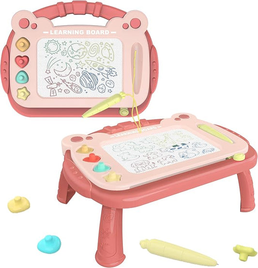 Magnetic Drawing Learning Board With 4 Stamps & Legs Kids Doodle Toys Age 3  NEW