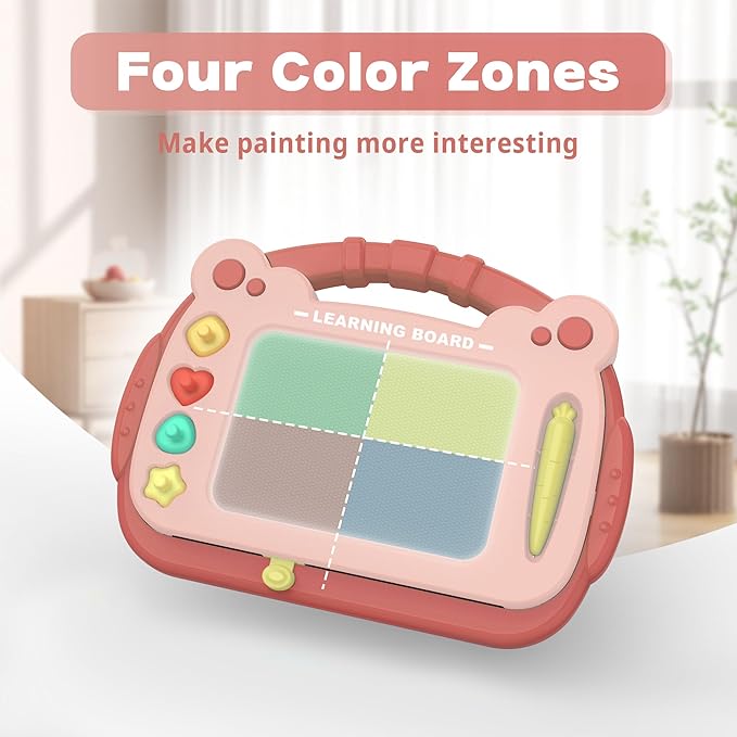 Magnetic Drawing Learning Board With 4 Stamps & Legs Kids Doodle Toys Age 3  NEW