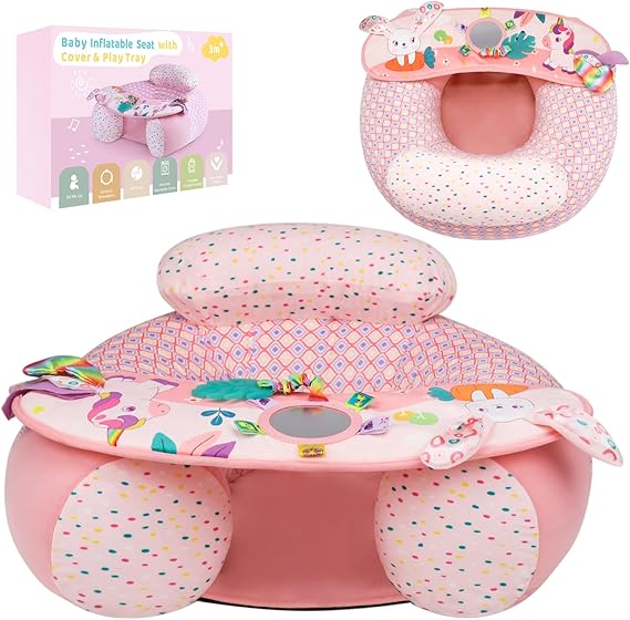 Portable Inflatable Baby Seat With Detachable Sensory Activity Tray Age 3M+ NEW