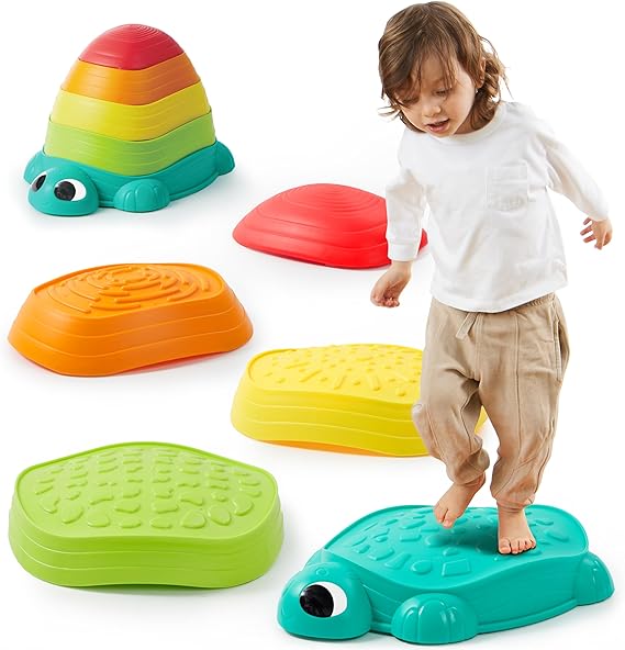 JOYIN Turtle Balance Stepping Stones 5 Pack Non Slip Sensory Play Toy Age 3+ NEW