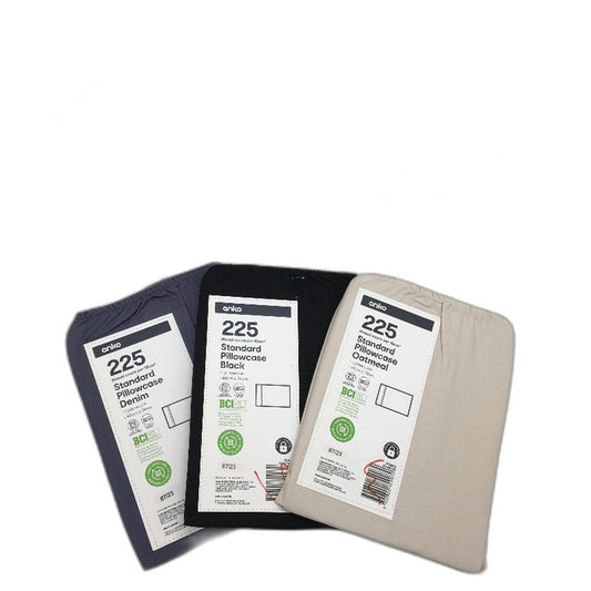 8 Piece 225 Thread Count Standard Pillow Cases Beige Black White Navy NEW