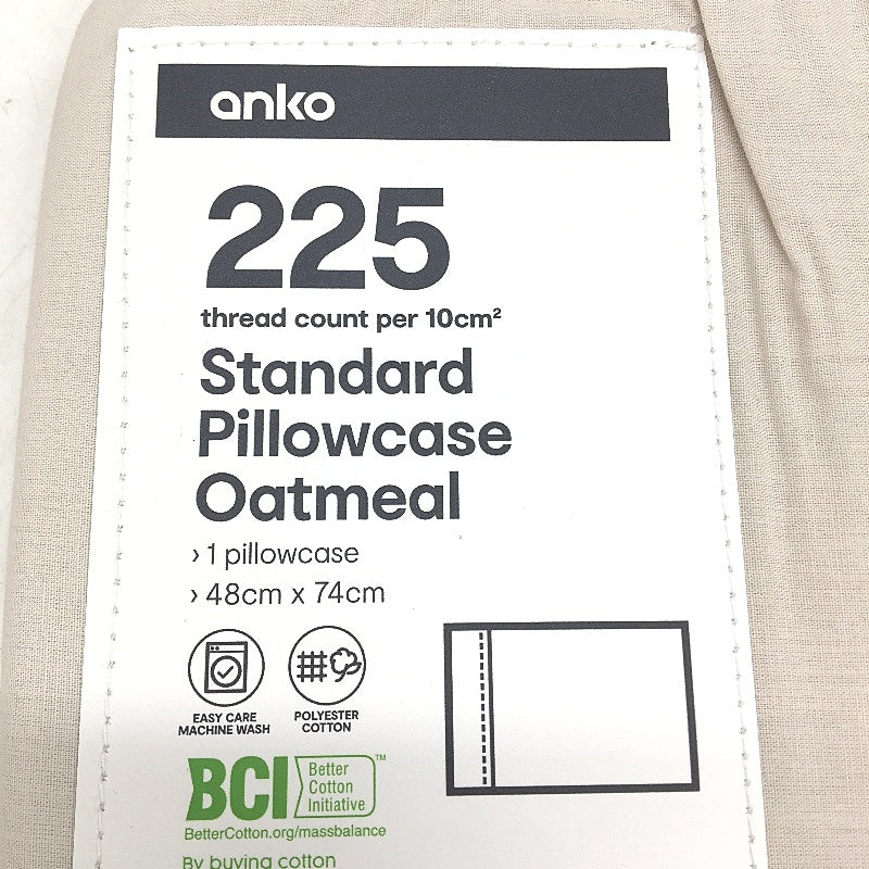 8 Piece 225 Thread Count Standard Pillow Cases Beige Black White Navy NEW