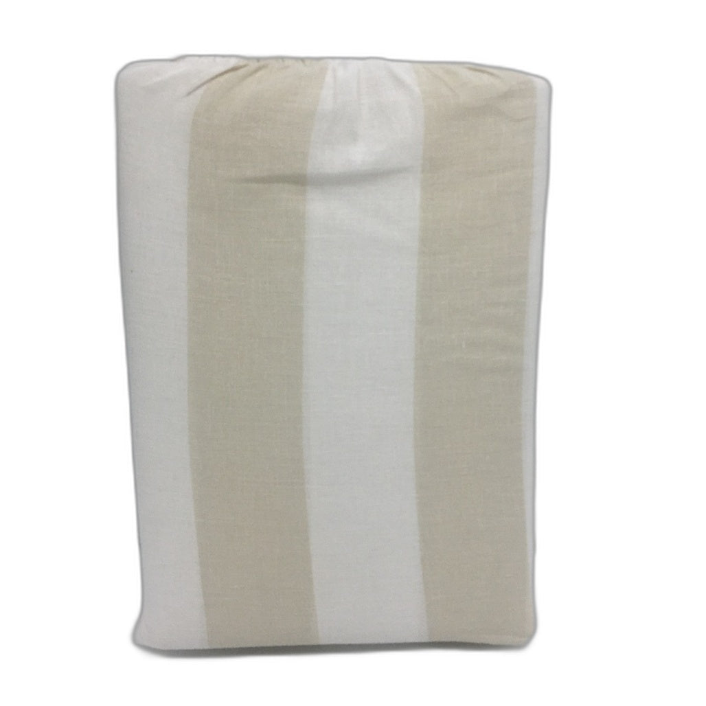 Stripe Linen Cotton Natural Stripe Coconut Button Quilt Cover Set QUEEN NEW