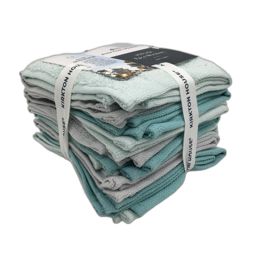 Kirkton House 20 Piece Australian Cotton Green Toned Face Washers Pack NEW