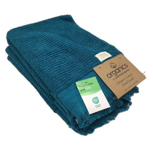 Kirkton House Teal 4 Piece Organic 100% Cotton 600GSM Hand Towel Set NEW