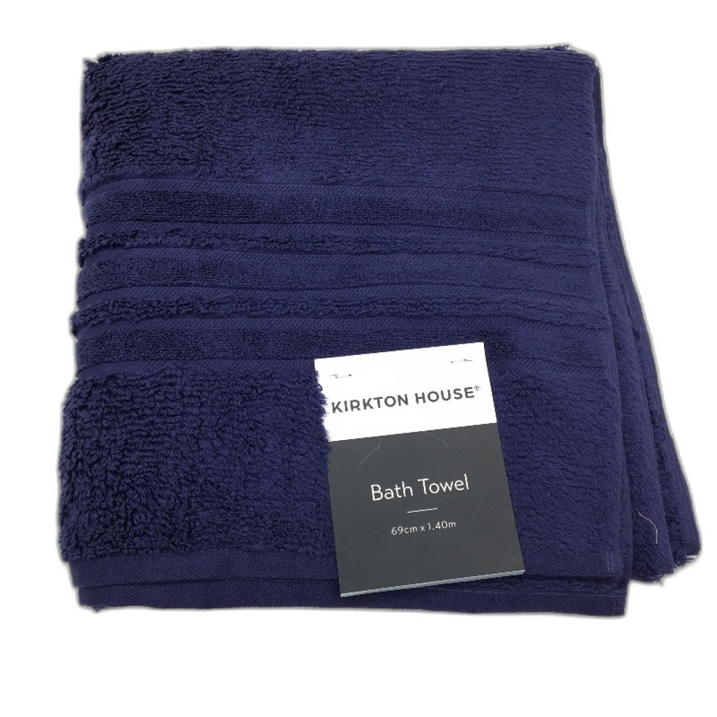 Kirkton House Navy Blue & Grey 2 Piece 100% Cotton Bath Towel Set NEW