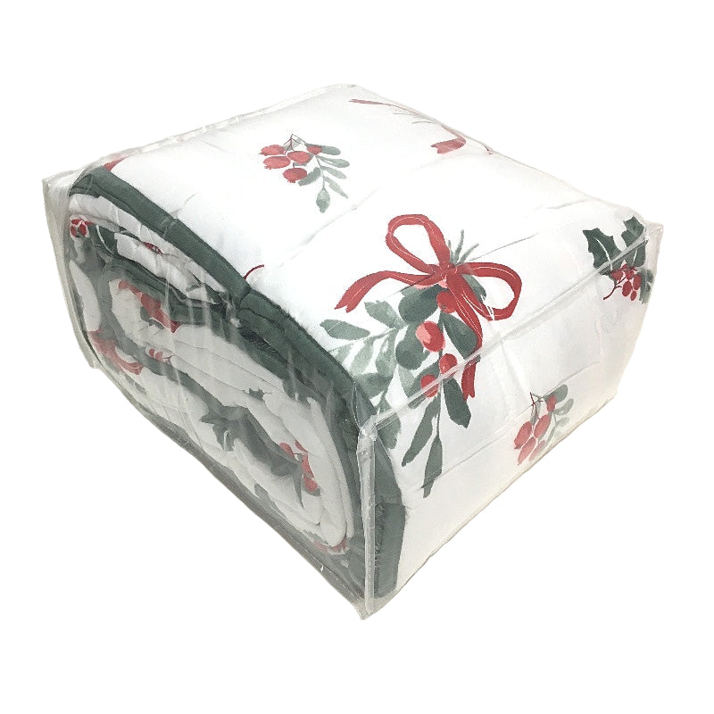 Home Decor Festive Christmas Mistletoe Reversible Coverlet Set Queen/King NEW