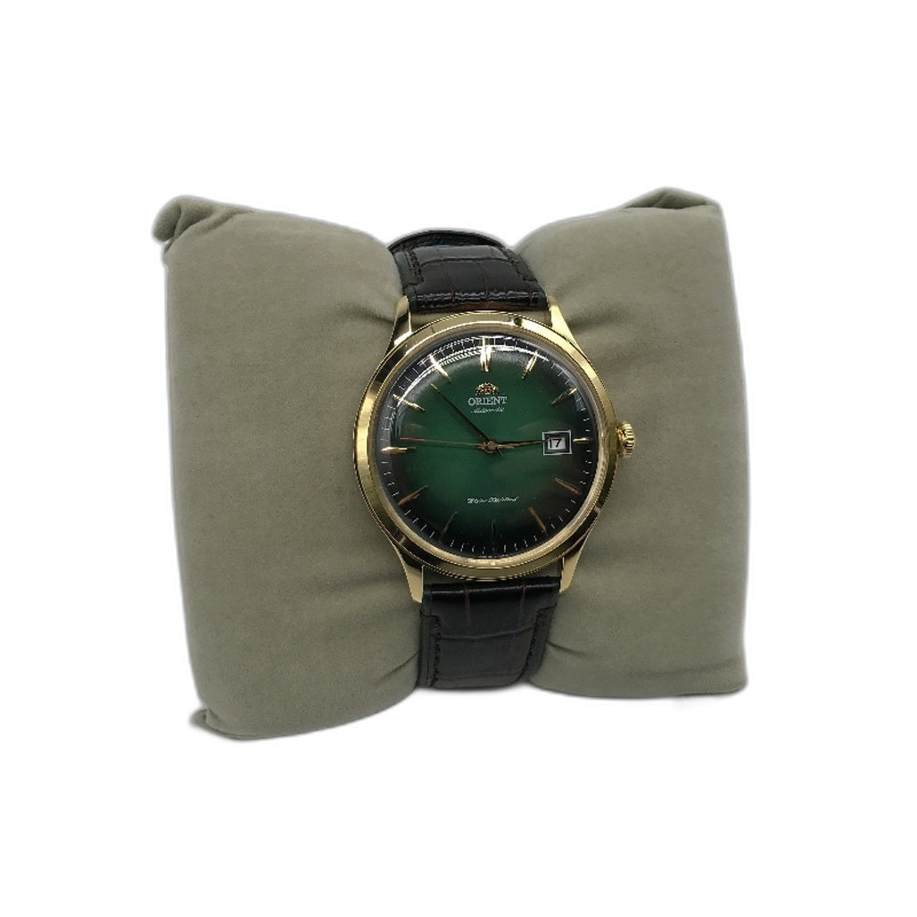 Epson Orient Bambino Green Dial Gold Case Leather Band Mens Automatic Watch