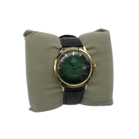 Epson Orient Bambino Green Dial Gold Case Leather Band Mens Automatic Watch