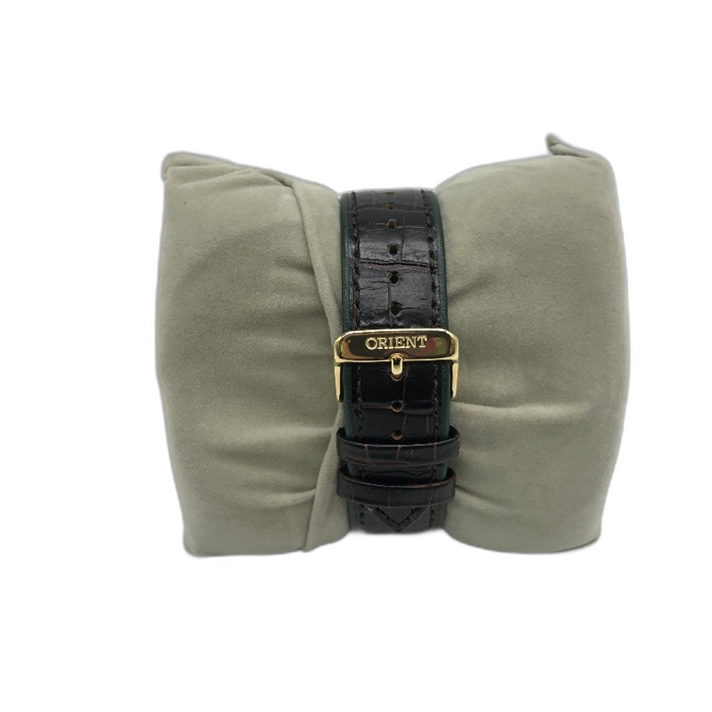 Epson Orient Bambino Green Dial Gold Case Leather Band Mens Automatic Watch