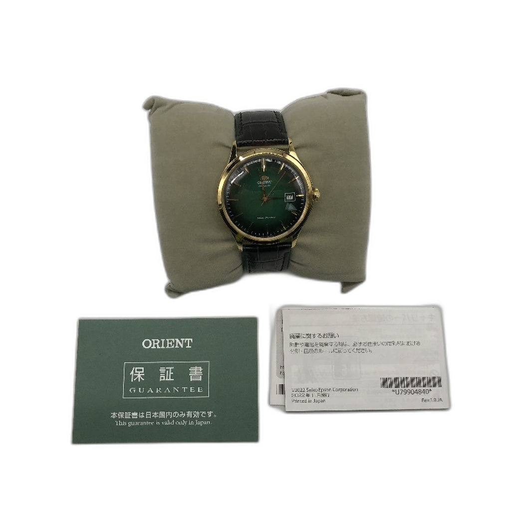 Epson Orient Bambino Green Dial Gold Case Leather Band Mens Automatic Watch
