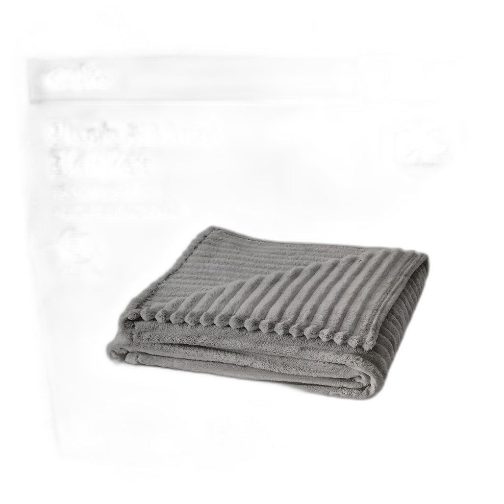 Super Soft Easy Care Grey Washable Plush Ribbed Blanket Double/Queen Size NEW