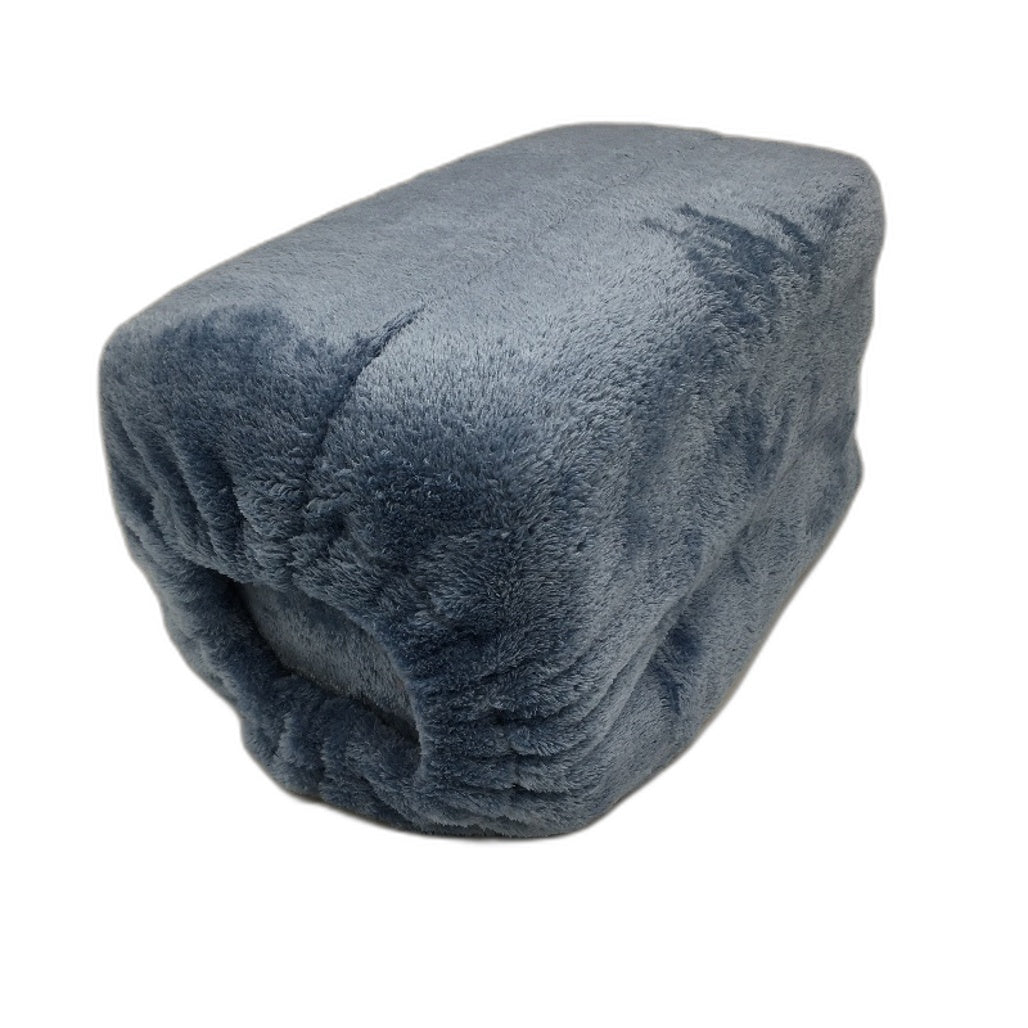 Super Soft Easy Care Blue Machine Washable Plush Ribbed Blanket SINGLE Size NEW