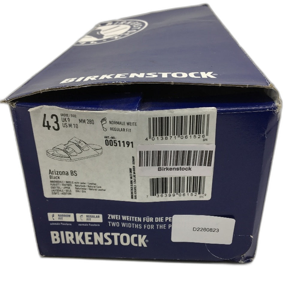 Birkenstock Classic Arizona Black Regular Fit 2 Strap Slides Mens 10 EU 43 NEW