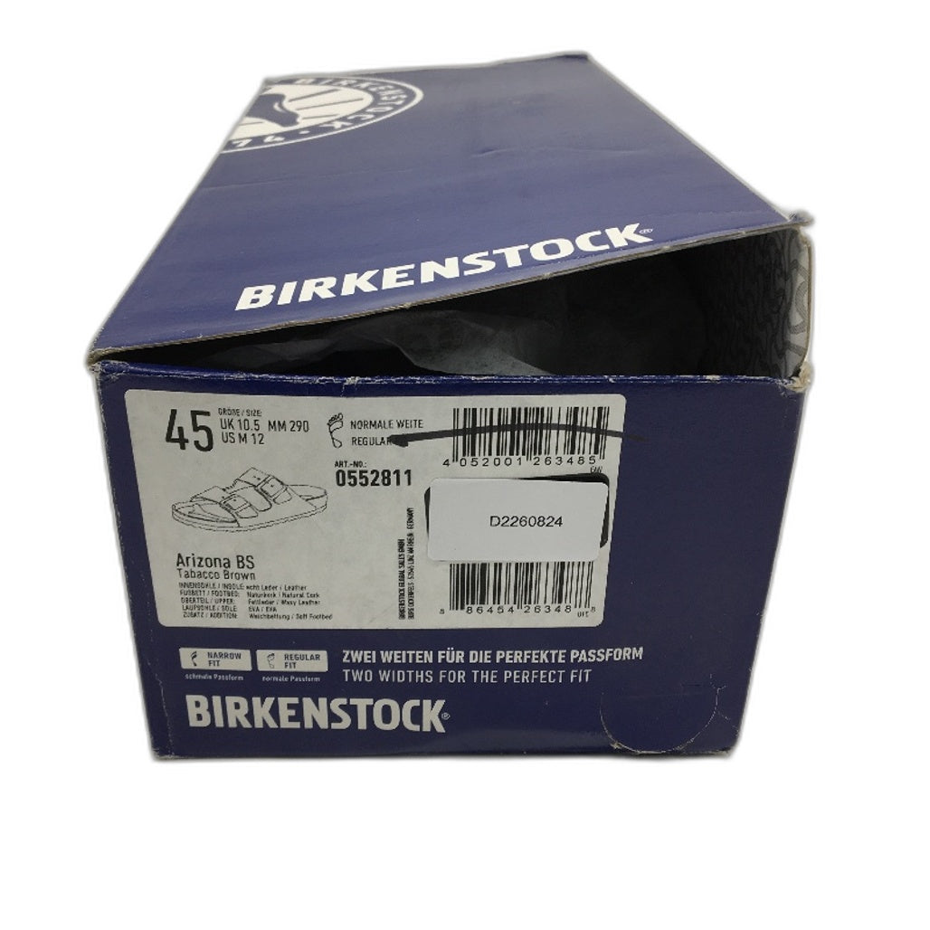 Birkenstock Arizona Tabaccco Brown Regular Fit Leather Slides Mens 12 EU 45 NEW