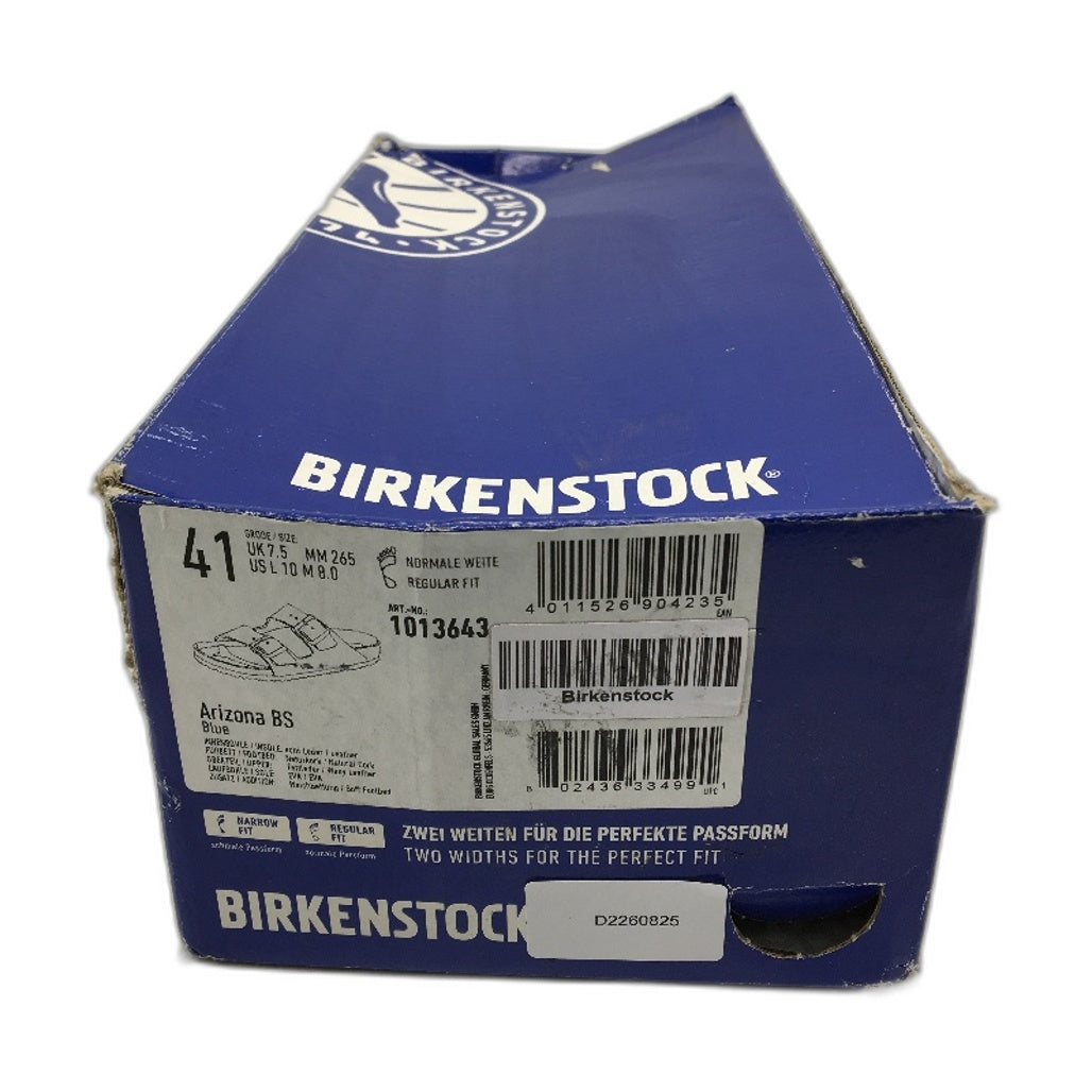 Birkenstock Arizona BS Blue Waxy Leather 2 Strap Slides Unisex 41 L10 M8 NEW