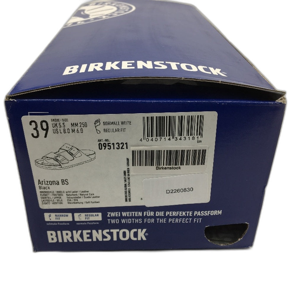 Birkenstock Arizona BS Black Suede Leather 2 Strap Slides Unisex 39 L8 M6 NEW