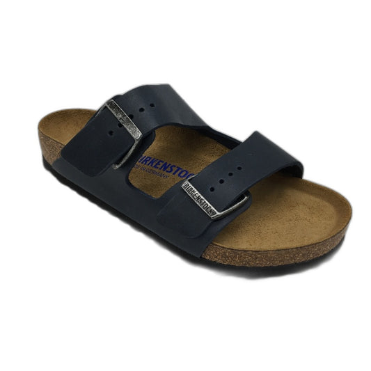 Birkenstock Arizona BS Blue Waxy Leather 2 Strap Slides Unisex 39 L8 M6 NEW
