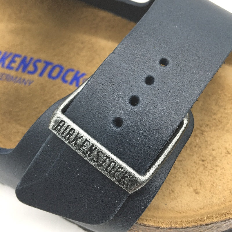Birkenstock Arizona BS Blue Waxy Leather 2 Strap Slides Unisex 39 L8 M6 NEW