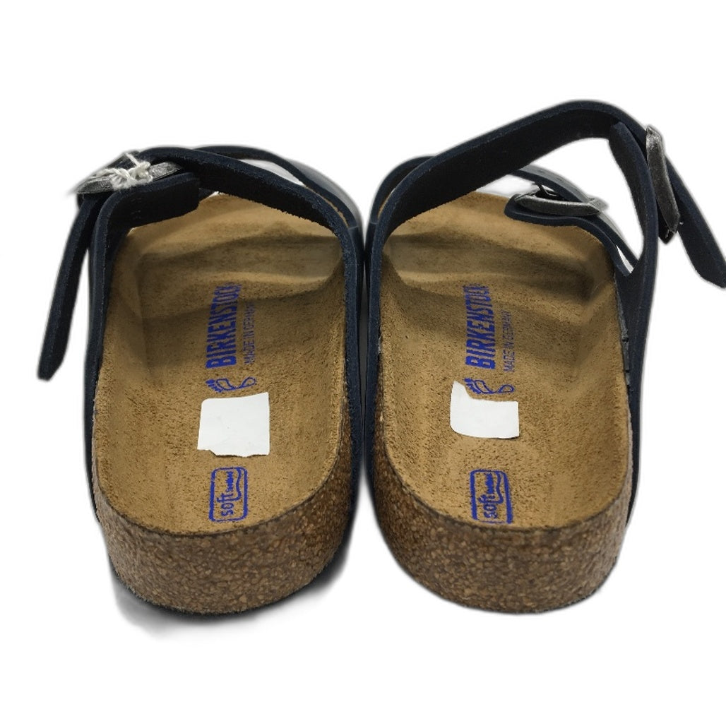 Birkenstock Arizona BS Blue Waxy Leather 2 Strap Slides Unisex 39 L8 M6 NEW