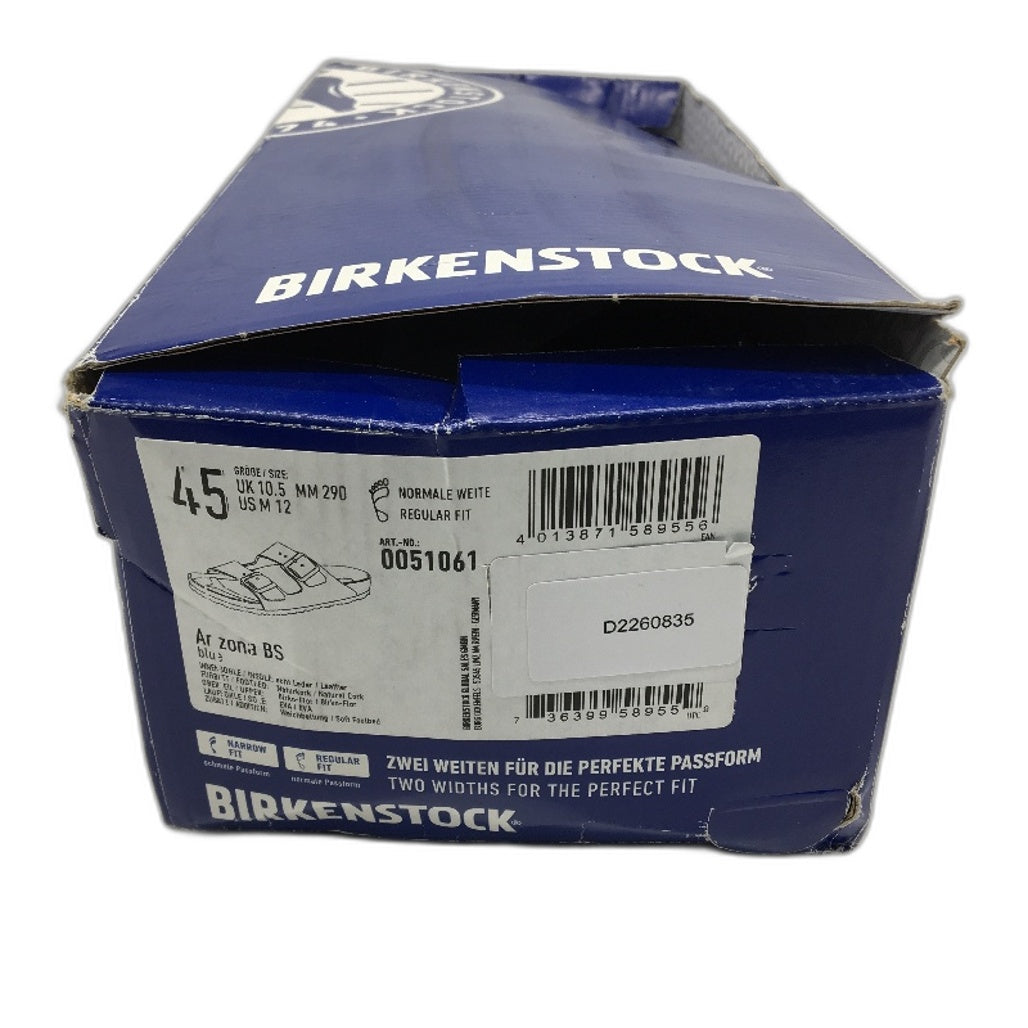 Birkenstock Classic Arizona Blue Regular Fit 2 Strap Slides Mens US 12 EU 45 NEW