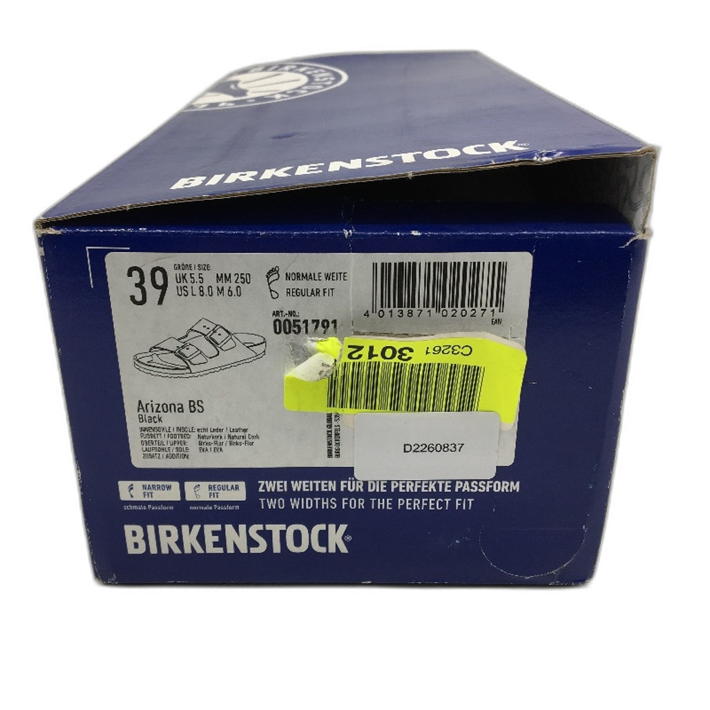 Birkenstock Classic Arizona Black Regular 2 Strap Slides Unisex EU 39 L8 M6 NEW