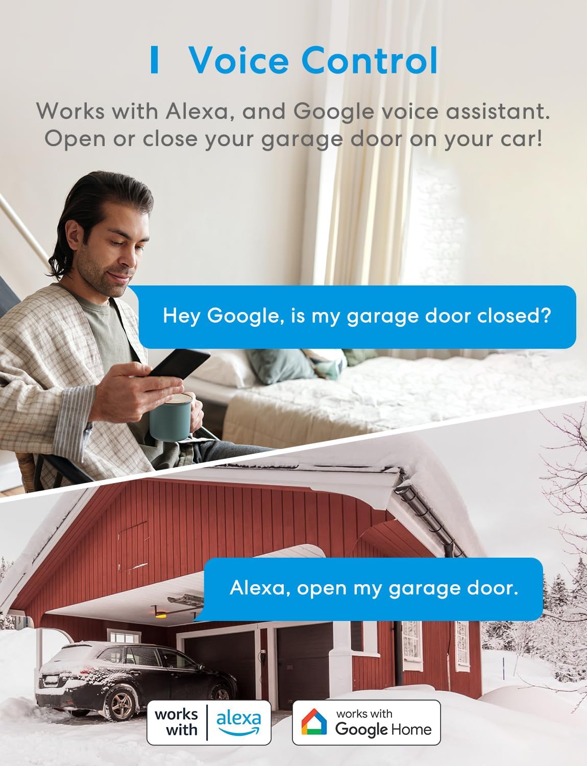 Meross MSG100 Smart Home Wi-Fi App Control 2.4GHz Garage Door Opener NEW