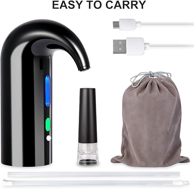 Multi-Smart Rechargeable Electric Wine Aerator and Dispender in Black NEW