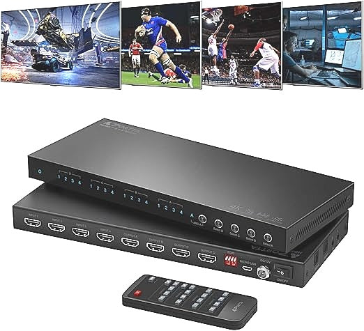 Portta 4x4 4K HDR 60Hz 18Gbps Matrix HDMI Switch Splitter NEW