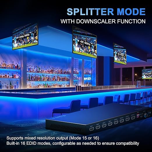 Portta 4x4 4K HDR 60Hz 18Gbps Matrix HDMI Switch Splitter NEW