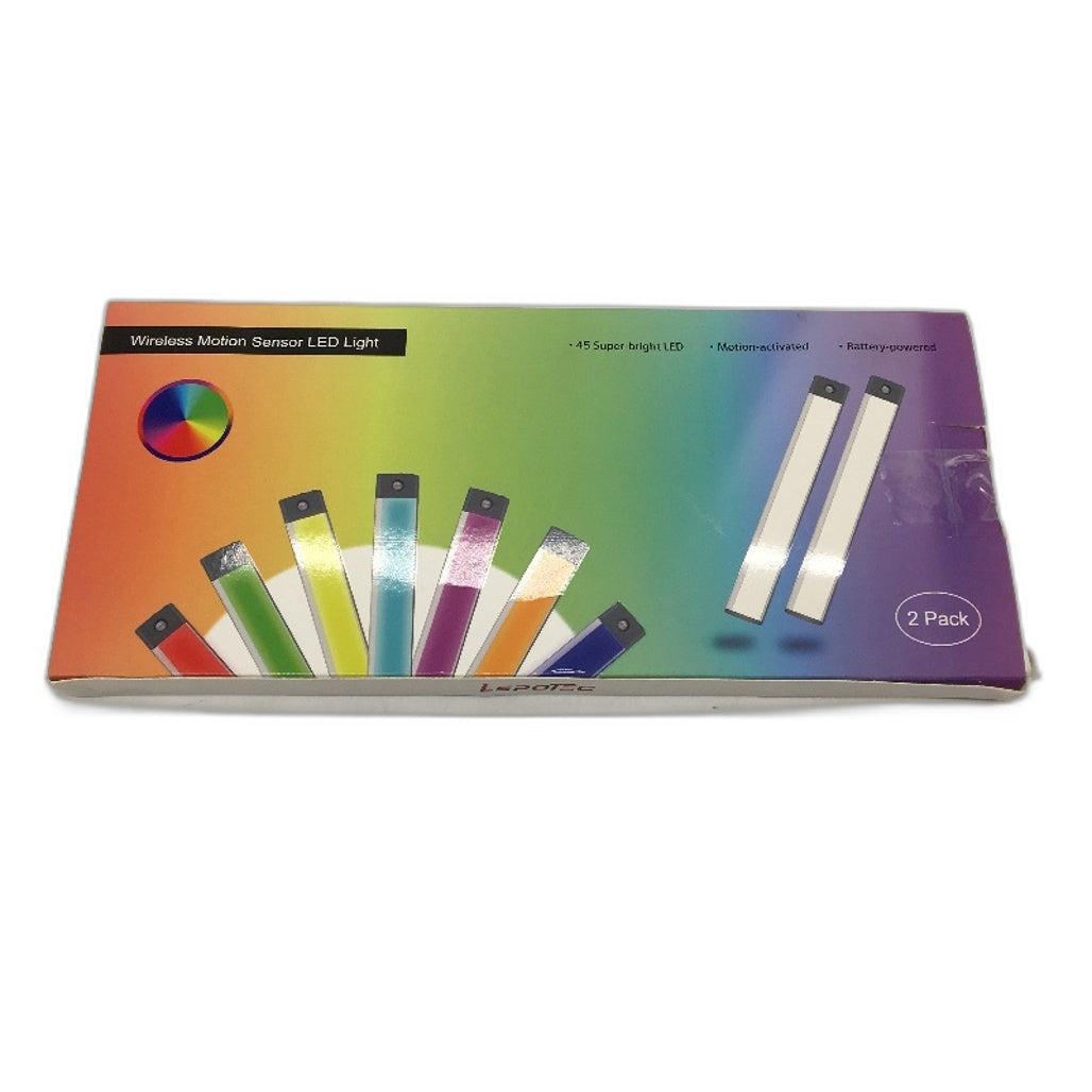 LepoTec 2 Pack 10 Inch Wireless Motion Sensor RGB 45 LED Light NEW