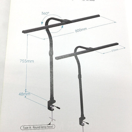 2700K-6500K 1000LMH 24W 50k Hour Length Double Head Desk Lamp in Black DEMO