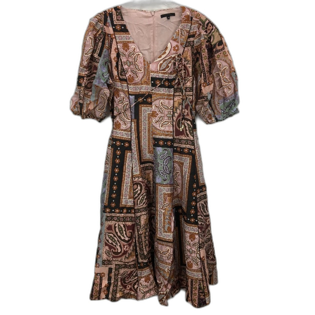 Portmans Eliza Moroccan Mosaic V Neck Midi Dress Ladies Size AU 16 NEW