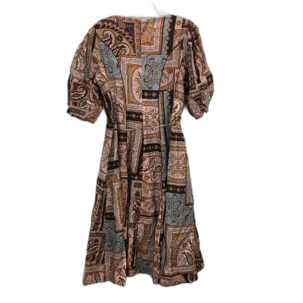 Portmans Eliza Moroccan Mosaic V Neck Midi Dress Ladies Size AU 16 NEW