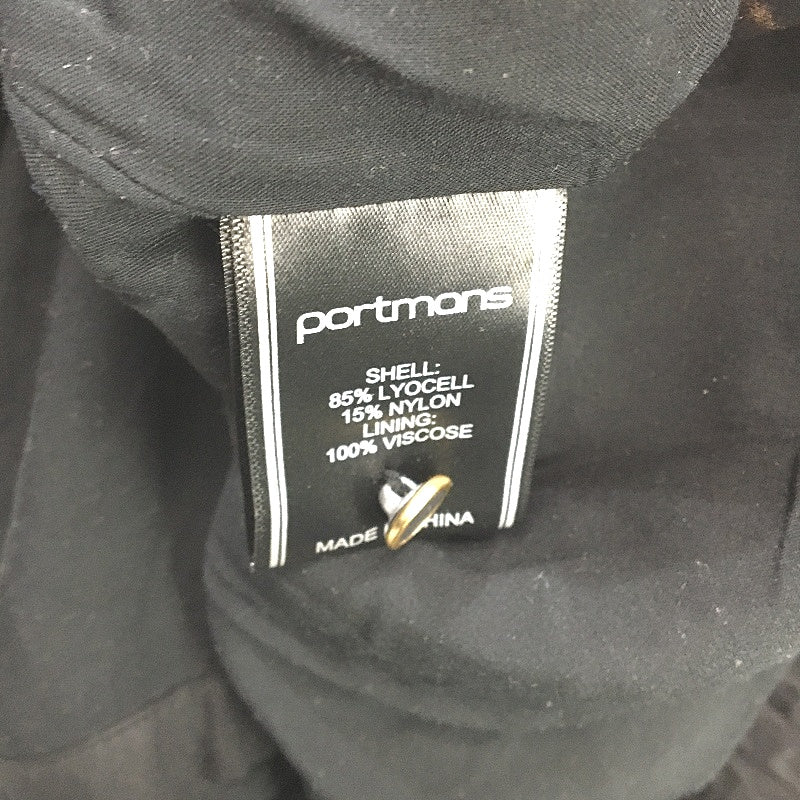 Portmans Zosia Black Brown Lined Binding Midi Dress Ladies Size AU 10 NEW