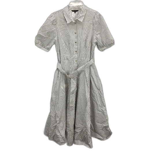 Portmans Channa Fudge Stripe White Button Up Midi Dress Ladies Size AU 16 NEW