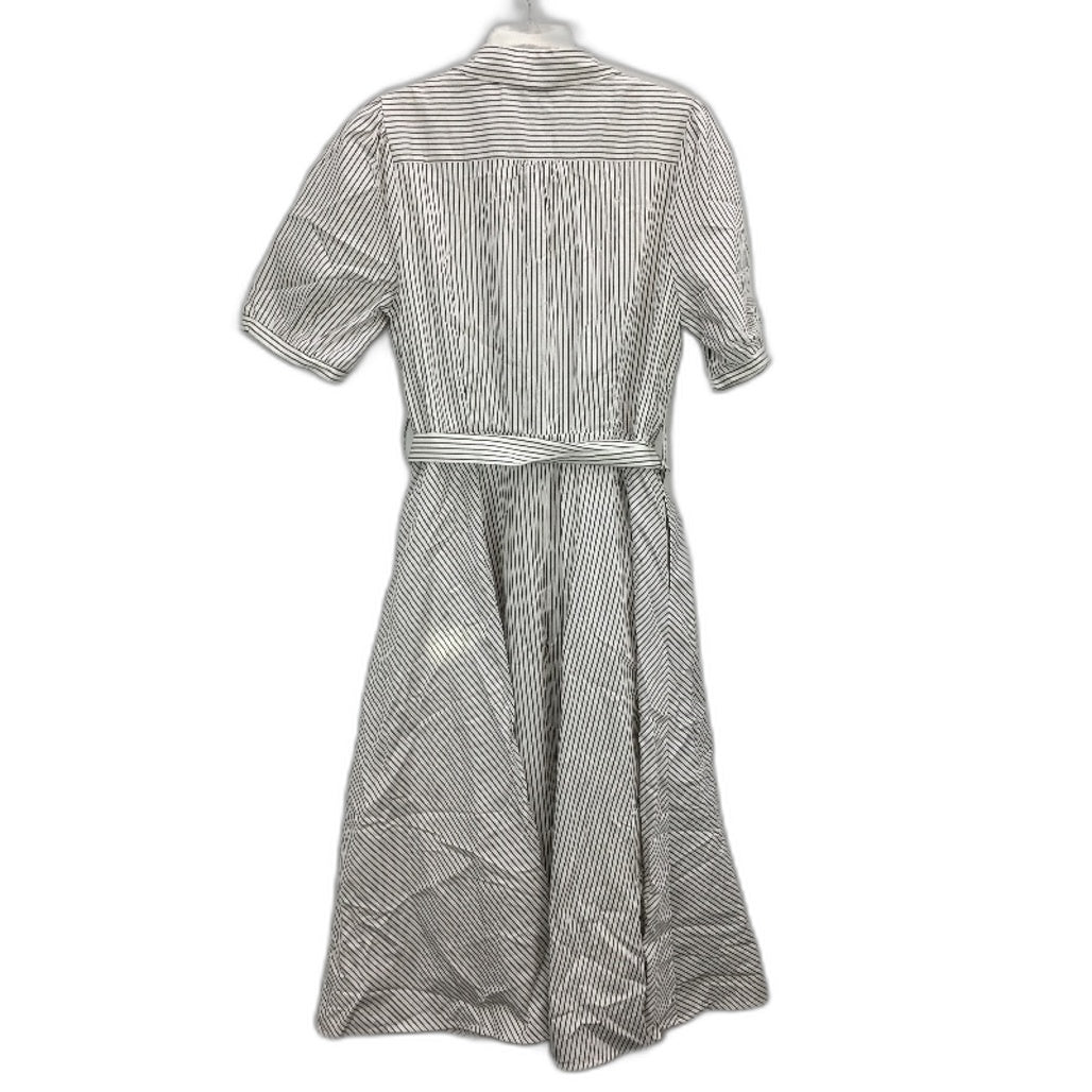 Portmans Channa Fudge Stripe White Button Up Midi Dress Ladies Size AU 16 NEW