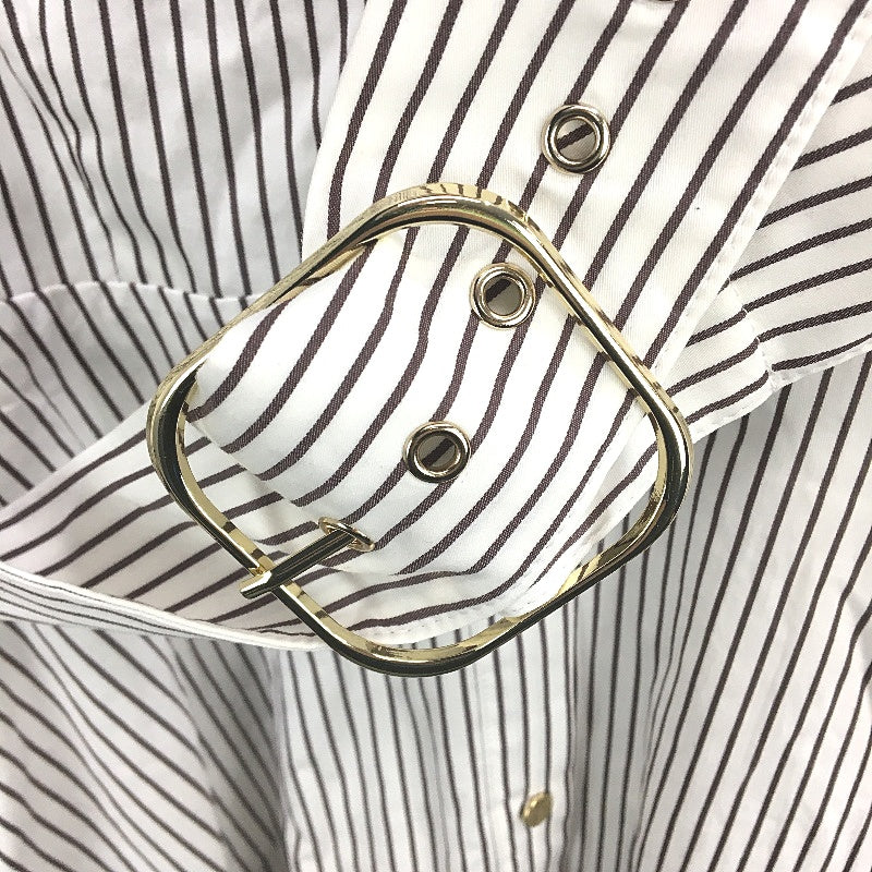 Portmans Channa Fudge Stripe White Button Up Midi Dress Ladies Size AU 16 NEW