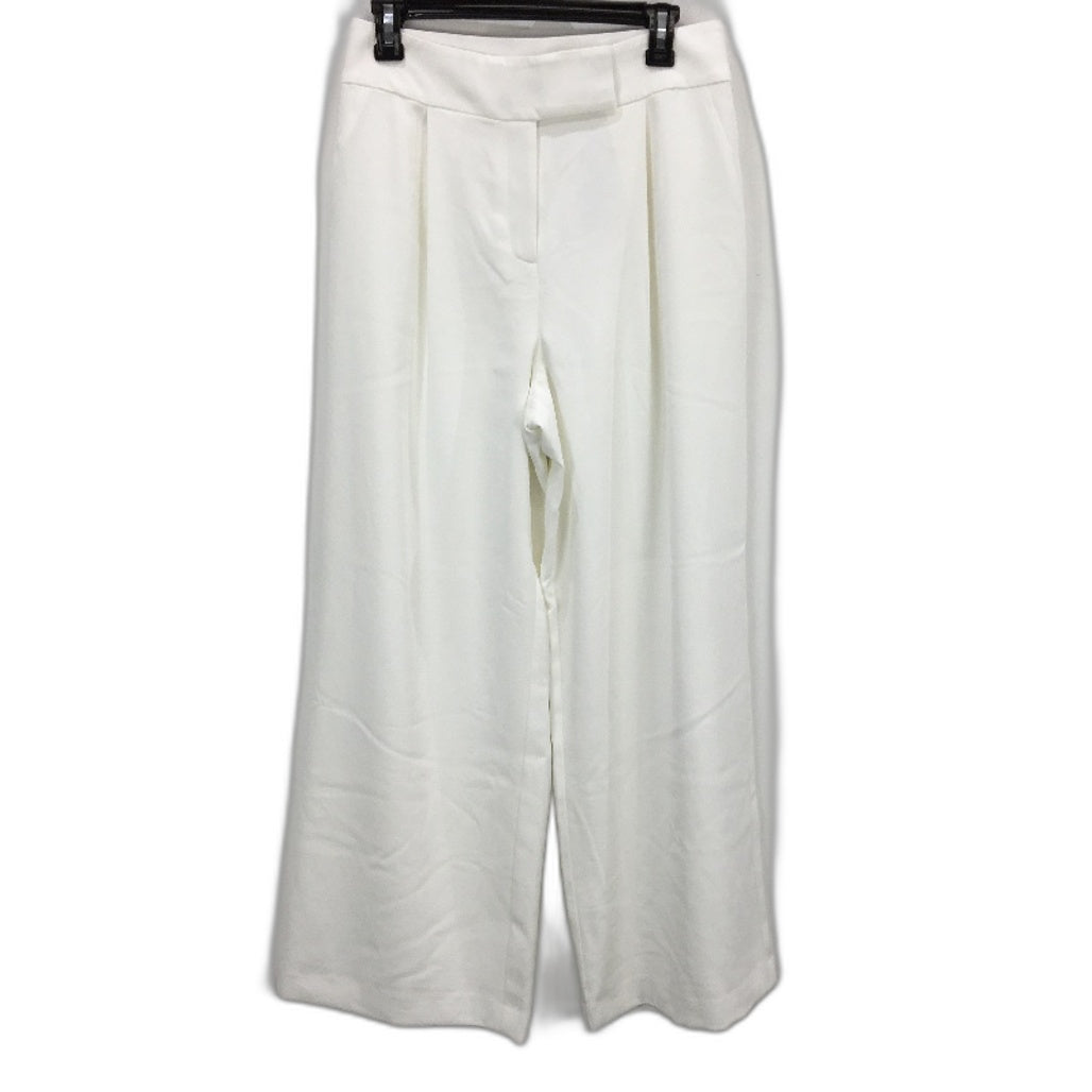 Portmans Tribeca Wide Leg Textured Just White Pants Ladies Size AU 12 Petite NEW