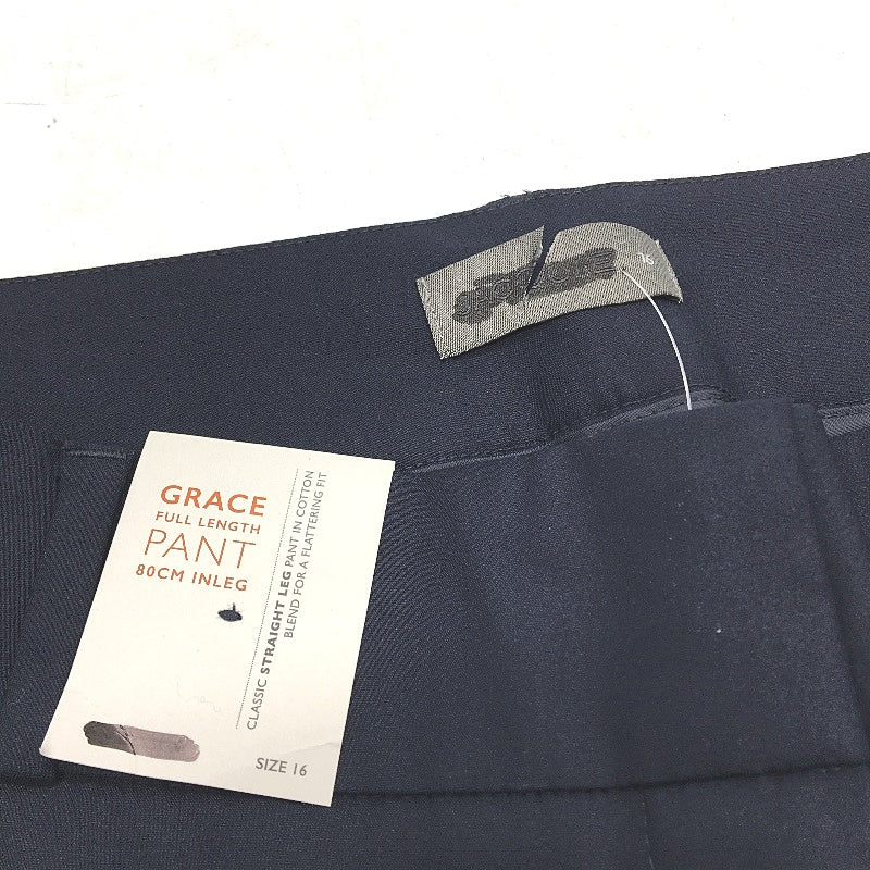 Jacqui.E Grace Straight Full Length Navy 80cm InLeg Pants Ladies Size AU 16 NEW