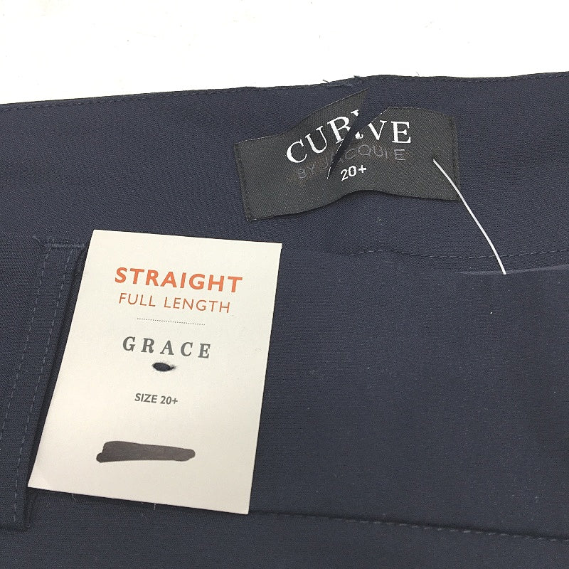 Jacqui.E Grace Straight Full Length Navy Blue Pants Ladies Size AU 20+ Curve NEW
