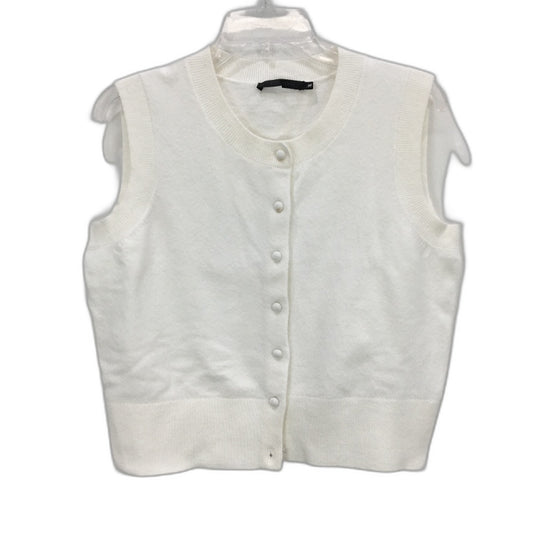 Portmans Shari Fluffy Button Up Cloud Dancer White Vest Ladies Size Medium NEW