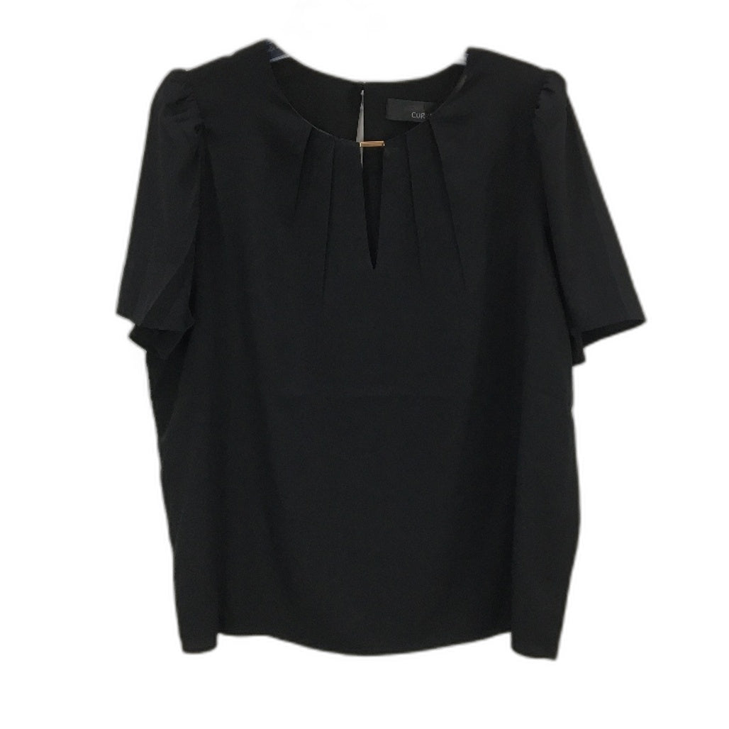 Portmans Daria Shell Black Short Sleeve Top Ladies Size AU 16+ Curve NEW