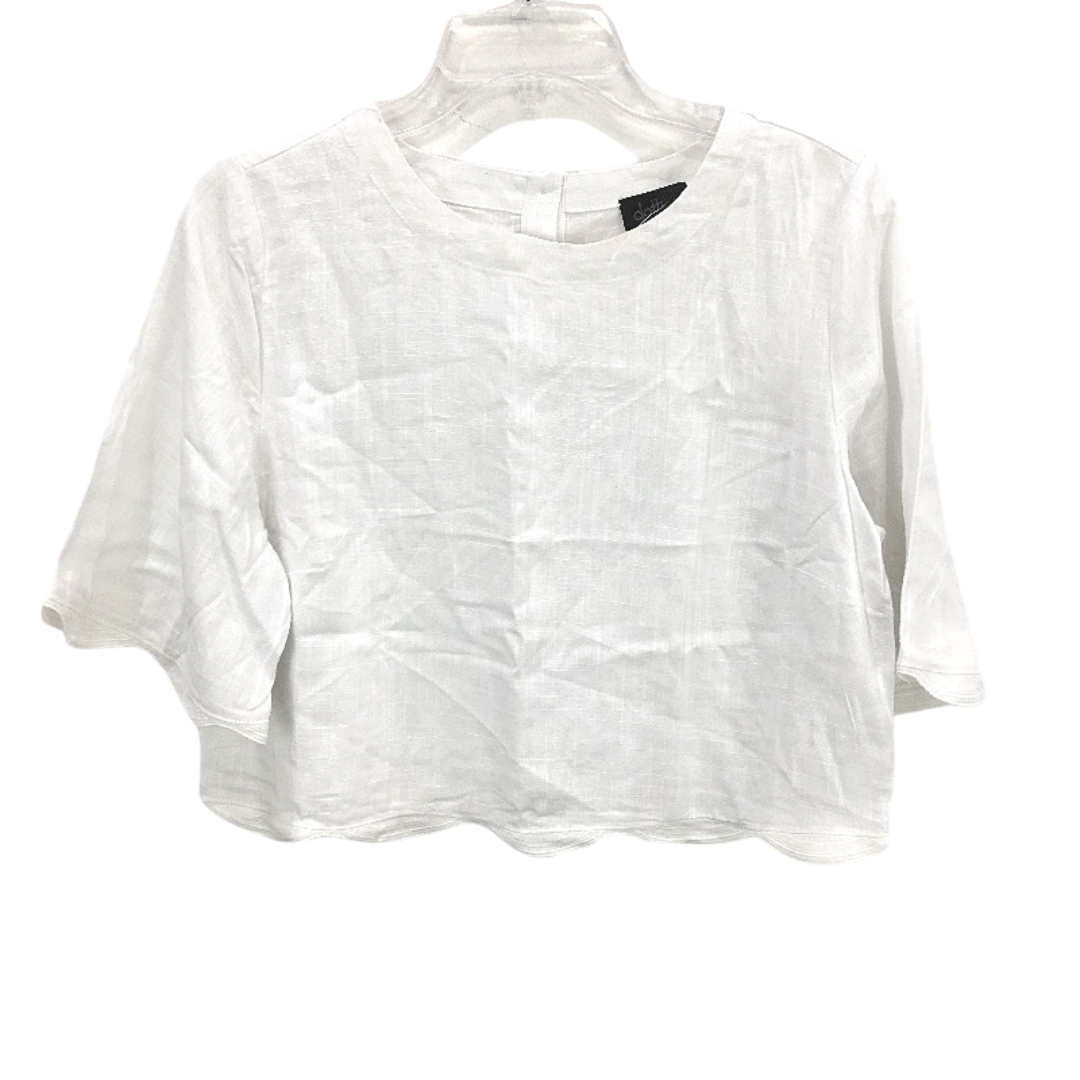 Dotti Wave Boxy White Cropped Linen Blend Tee Ladies Size AU 14 NEW